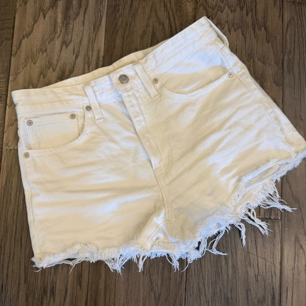 Madewell White Frayed Hem Jean Shorts Sz 26